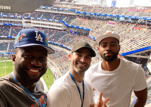 Jay Ellis Friends Jay Ellis with his friends enjoying football match