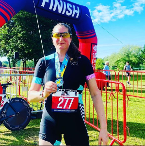 Honey G Finishing Her Third Triathlon